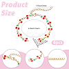 6Pcs 304 Stainless Steel Enamel Red Cherry Link Chain Bracelet Making AJEW-BM00004-2