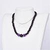 Natural Amethyst Beaded Necklaces & Stretch Bracelets Jewelry Sets SJEW-JS00918-05-7