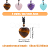 4Pcs 4 Style Heart Natural & Synthetic Mixed Gemstone Pendant Necklace with Nylon Cords NJEW-FI0001-50-2
