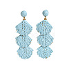 Bohemian Style Raffia Shell Shape Dangle Stud Earrings FS-WG568BC-10-1