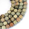 Natural Silver Leaf Jasper Round Bead Strands G-E334-6mm-04-1