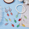 100Pcs Leaf Gradient Color Baking Paint Glass Pendants PALLOY-AR00028-4