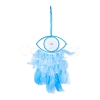 Handmade Eye Woven Net/Web with Feather Wall Hanging Decoration HJEW-K035-04A-1