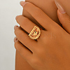 Brass Geometric Floral Finger Rings for Women CO0398-4