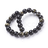 Natural Golden Sheen Obsidian Beads Strands X-G-C076-8mm-5-2
