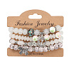 4Pcs Bohemian Style Alloy & Glass & Acrylic Charm Bracelets Set WG8E884-01-2
