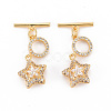 Brass Micro Pave Cubic Zirconia Toggle Clasps KK-S354-293A-NF-1