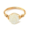 Copper Wired Natural Trochid Shell/Trochus Shell Finger Rings for Women RJEW-JR01054-4