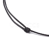Adjustable Dyed Synthetic Turquoise with Round Plastic Imitation Pearl Cross Pendant Black Waxed Polyester Cord Necklaces for Women NJEW-JN05384-02-5