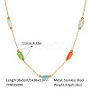 Colorful Natural Stone Rectangle & Stainless Steel Handmade Link Chain Necklaces ZX3080-1-1