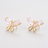 Brass Micro Pave Clear Cubic Zirconia Stud Earrings EJEW-P263-A-2
