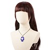 Blue Lampwork Evil Eye Pendant Necklace with Waxed Cord for Women NJEW-JN03955-02-3