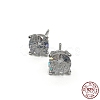 Rhodium Plated 925 Sterling Silver Stud Earrings EJEW-K265-01P-1