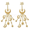 201 Stainless Steel Moon & Star Dangle Stud Earrings for Women EJEW-TA00368-1