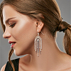 2 Pairs 2 Colors Natural Pearl Beaded & Rhinestone Chains Tassel Earrings EJEW-AN0004-23-4
