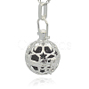 Silver Color Plated Brass Hollow Round Cage Pendants KK-J226-03S-2