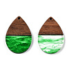 Transparent Resin & Walnut Wood Pendants RESI-N039-25D-3