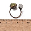 Natural Fluorite & Quartz Crystal Irregular Nugget Open Cuff Ring RJEW-I082-07R-02A-3