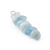 3Pcs Natural Aquamarine & Flower Amazonite & Synthetic Stone Chip Beaded Constellation Pendants PALLOY-JF03043-11-4
