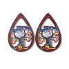 Halloween Theme Single Face Printed Aspen Wood Big Pendants WOOD-TAC0018-09B-1