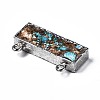 Assembled Natural Bronzite & Synthetic Turquoise & Imperial Jasper Pendants Links G-N330-033-4