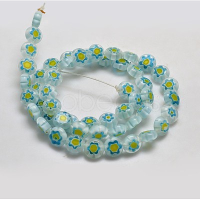 Handmade Millefiori Glass Flat Round Bead Strands LK-P011-M-1