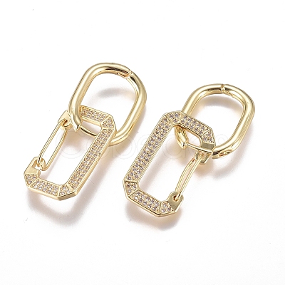 Brass Micro Pave Cubic Zirconia Dangle Huggie Hoop Earrings EJEW-G279-01G-01-1