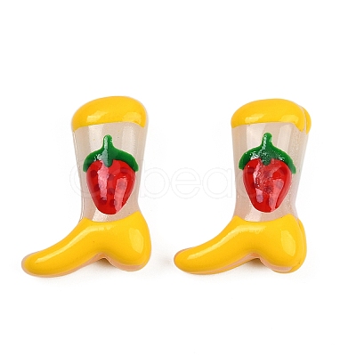 Boot Baking Paint Glass Enamel Beads LAMP-C020-02C-1