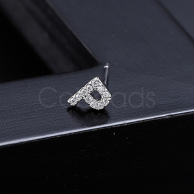 Platinum Brass Micro Pave Cubic Zirconia Stud Earrings XI6969-16-1