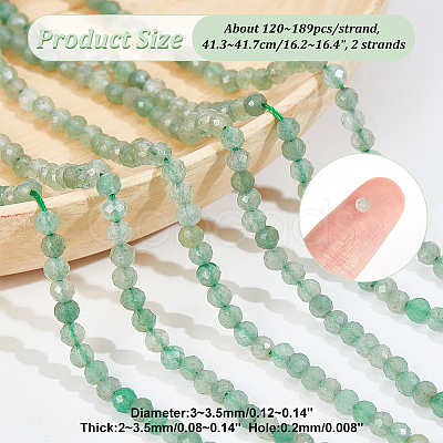 Nbeads 2 Strands Natural Green Aventurine Beads Strands G-NB0005-02-1