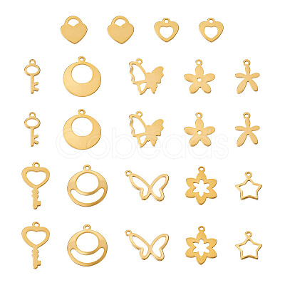 24Pcs 12 Style Stainless Steel Charms STAS-FW0001-30-1