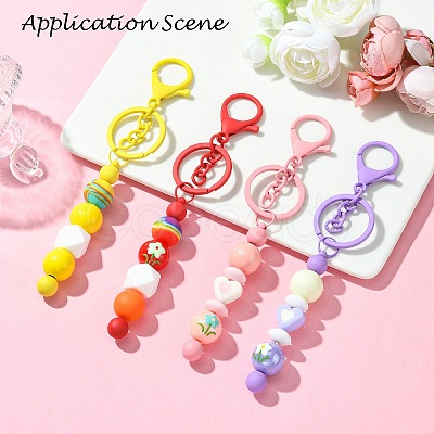 Baking Paint Alloy and Brass Bar Beadable Keychain for Jewelry Making DIY Crafts DIY-YW0007-58C-1