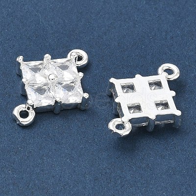 Brass Pave Clear Cubic Zirconia Connector Charms CU-CBAB0CF-03S-1