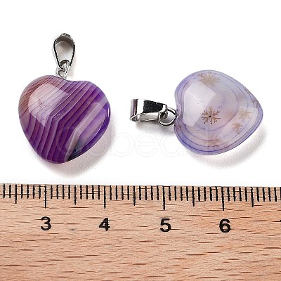 Natural Banded Agate Charms HEAR-PW0001-057-38-1