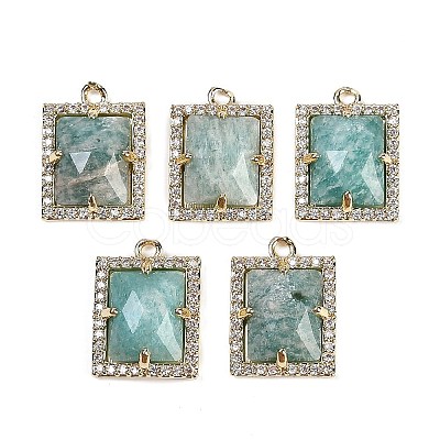 Natural Amazonite Faceted Rectangle Pendants G-I375-05G-07-1