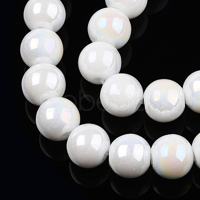 Electroplate Opaque Glass Beads Strands LS-GLAA-T032-P10mm-AB02-1
