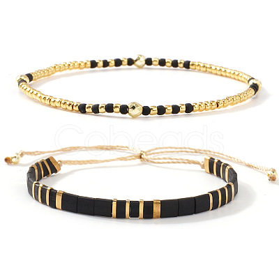 Glass Beaded Stretch Bracelet Sets MD3994-4-1