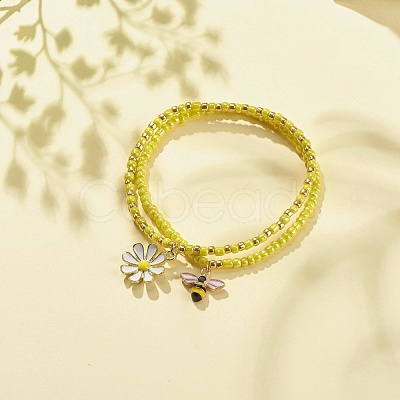 2Pcs Glass Seed Beaded Stretch Bracelets Set BJEW-JB08088-04-1