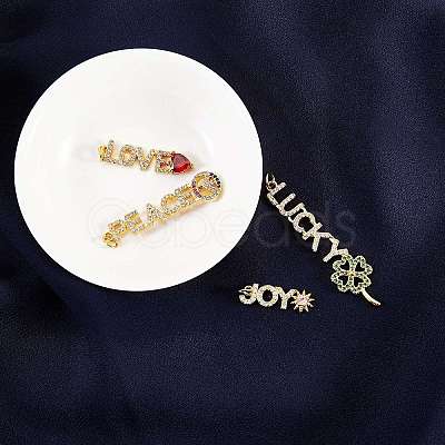 4Pcs 4 Style Eco-Friendly Brass Micro Pave Cubic Zirconia with Glass Pendants KK-SZ0005-79-1