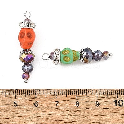 Dyed Synthetic Turquoise and Glass Beaded Pendants PALLOY-TA00448-1