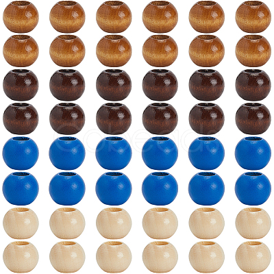 80Pcs 4 Colors Spray Painted Wood Beads WOOD-PA0001-07-1
