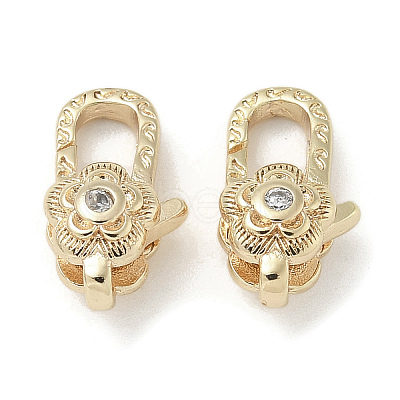 Brass Micro Pave Clear Cubic Zirconia Lobster Claw Clasps KK-M308-17G-1