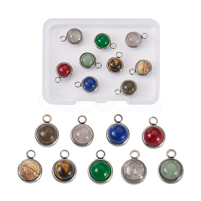 9Pcs 9 Styles Natural Mixed Stone Charms G-FW0001-28-1