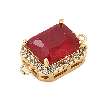 Rack Plating Brass Micro Pave Clear Cubic Zirconia Rectangle Connector Charms KK-A234-028-1