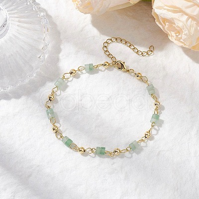 Brass Natural Mixed Stone Link Bracelets for Women BJEW-JB11683-1