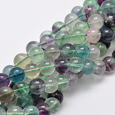 Natural Fluorite Beads Strands G-E112-6mm-18-1