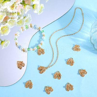 10Pcs Brass Pendants Rhinestone Settings KK-BBC0014-39-1