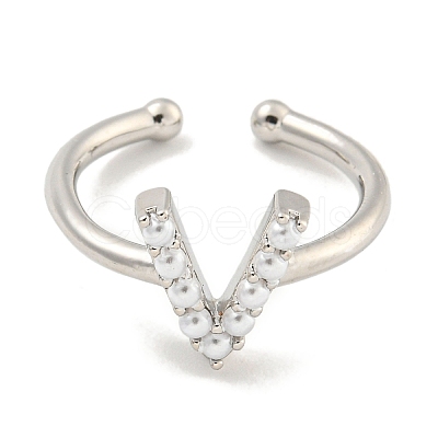 Rack Plating Brass Open Cuff Rings for Women RJEW-F162-01P-V-1