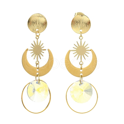 304 Stainless Steel Glass Stud Dangle Earrings EJEW-JE07307-1