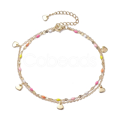 304 Stainless Steel Enamel Link Chains Anklets AJEW-AN00589-02-1